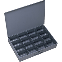 Compartment Scoop Boxes, Steel, 16 Slots, 18" W x 12" D x 3" H, Grey Chandler Sales