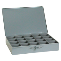 Compartment Scoop Boxes, Steel, 20 Slots, 18" W x 12" D x 3" H, Grey Chandler Sales