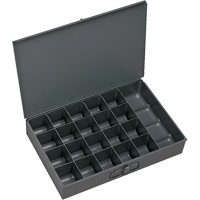 Compartment Scoop Boxes, Steel, 21 Slots, 18" W x 12" D x 3" H, Grey Chandler Sales