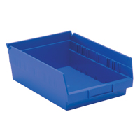 Shelf Bins, 8-3/8" W x 4" H x 11-5/8" D, Blue, 30 lbs. Capacity Chandler Sales