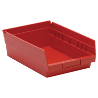 Shelf Bins, 8-3/8" W x 4" H x 11-5/8" D, Red, 30 lbs. Capacity Chandler Sales
