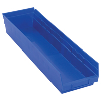 Bacs de rangement pour tablettes, 6-5/8" la x 4" H x 23-5/8" p, Bleu, Capacit&eacute; 50 lb Chandler Sales