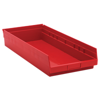Bacs de rangement pour tablettes, 11-1/8" la x 4" H x 23-5/8" p, Rouge, Capacit&eacute; 50 lb Chandler Sales
