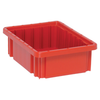 Divider Box&reg; Containers, Plastic, 10.9" W x 8.3" D x 3.5" H, Red Chandler Sales