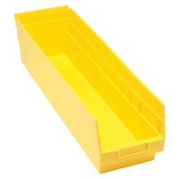 Store More Plastic Shelf Bins, 6-5/8" W x 6" H x 23-5/8" D, Yellow, 90 lbs. Capacity Chandler Sales