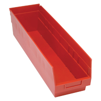 Store More Plastic Shelf Bins, 6-5/8" W x 6" H x 23-5/8" D, Red, 90 lbs. Capacity Chandler Sales