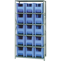 Shelving Unit with Stacking Bins, Steel, Boltless, 800 lbs. Capacity, 36" W x 75" H x 18" D Chandler Sales