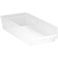 Bacs de rangement pour tablettes, 8-3/8" la x 4" H x 17-7/8" p, Transparent, Capacit&eacute; 40 lb Chandler Sales