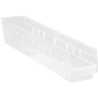 Bacs de rangement pour tablettes, 4-1/8" la x 4" H x 23-5/8" p, Transparent, Capacit&eacute; 50 lb Chandler Sales