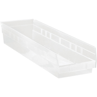 Bacs de rangement pour tablettes, 6-5/8" la x 4" H x 23-5/8" p, Transparent, Capacit&eacute; 50 lb Chandler Sales