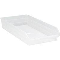Bacs de rangement pour tablettes, 11-1/8" la x 4" H x 23-5/8" p, Transparent, Capacit&eacute; 50 lb Chandler Sales
