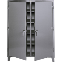 Double Shift Storage Cabinets, Steel, 8 Shelves, 72" H x 48" W x 24" D, Dark Grey Chandler Sales