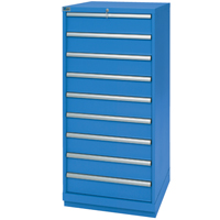Armoires de rangement avec tiroirs, 9 tiroirs, 28-1/4" la x 28-1/2" p x 59-1/2" h, Bleu brillant Chandler Sales