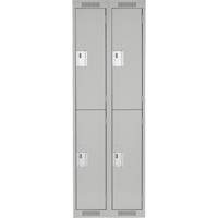 Clean Line Lockers, 2 -tier, Bank of 2, 24" x 18" x 72", Steel, Grey, Rivet (Assembled) Chandler Sales