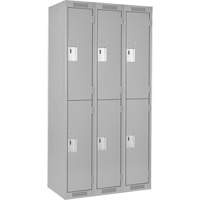 Clean Line Lockers, 2 -tier, Bank of 3, 36" x 18" x 72", Steel, Grey, Rivet (Assembled) Chandler Sales