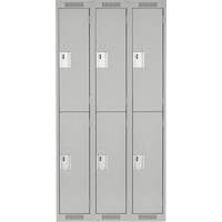 Clean Line Lockers, 2 -tier, Bank of 3, 36" x 18" x 72", Steel, Grey, Rivet (Assembled) Chandler Sales