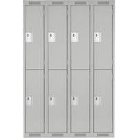 Clean Line Lockers, 2 -tier, Bank of 4, 48" x 18" x 72", Steel, Grey, Rivet (Assembled) Chandler Sales