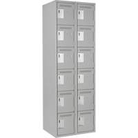 Clean Line Lockerettes, 6 -tier, Bank of 2, 24" x 18" x 72", Steel, Grey, Rivet (Assembled) Chandler Sales