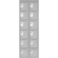 Clean Line Lockerettes, 6 -tier, Bank of 2, 24" x 18" x 72", Steel, Grey, Rivet (Assembled) Chandler Sales