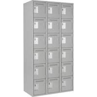 Clean Line Lockerettes, 6 -tier, Bank of 3, 36" x 18" x 72", Steel, Grey, Rivet (Assembled) Chandler Sales
