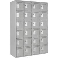 Petits casiers Clean Line, 6 niveaux, Bloc de 4, 48" x 18" x 72", Acier, Gris, Rivet (assembl&eacute;) Chandler Sales