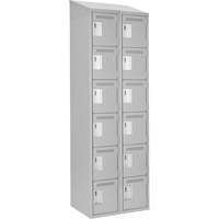 Clean Line Lockerette , 6 -tier, Bank of 2, 24" x 18" x 78", Steel, Grey, Rivet (Assembled) Chandler Sales
