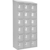 Clean Line Lockerette , 6 -tier, Bank of 3, 36" x 18" x 78", Steel, Grey, Rivet (Assembled) Chandler Sales