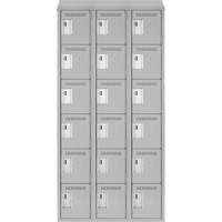 Clean Line Lockerette , 6 -tier, Bank of 3, 36" x 18" x 78", Steel, Grey, Rivet (Assembled) Chandler Sales