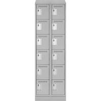 Clean Line Lockerette, 6 -tier, Bank of 2, 24" x 18" x 82", Steel, Grey, Rivet (Assembled) Chandler Sales