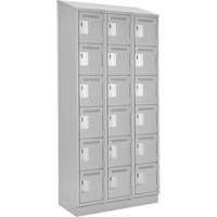 Clean Line Lockerette, 6 -tier, Bank of 3, 36" x 18" x 82", Steel, Grey, Rivet (Assembled) Chandler Sales