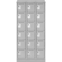 Clean Line Lockerette, 6 -tier, Bank of 3, 36" x 18" x 82", Steel, Grey, Rivet (Assembled) Chandler Sales