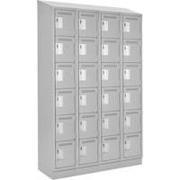 Clean Line Lockerette, 6 -tier, Bank of 4, 48" x 18" x 82", Steel, Grey, Rivet (Assembled) Chandler Sales