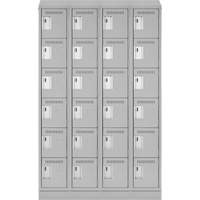 Clean Line Lockerette, 6 -tier, Bank of 4, 48" x 18" x 82", Steel, Grey, Rivet (Assembled) Chandler Sales