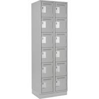 Clean Line Lockerette, 6 -tier, Bank of 2, 24" x 18" x 76", Steel, Grey, Rivet (Assembled) Chandler Sales