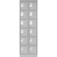 Clean Line Lockerette, 6 -tier, Bank of 2, 24" x 18" x 76", Steel, Grey, Rivet (Assembled) Chandler Sales