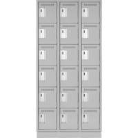 Clean Line Lockerette, 6 -tier, Bank of 3, 36" x 18" x 76", Steel, Grey, Rivet (Assembled) Chandler Sales