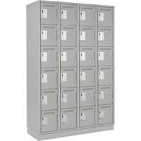 Clean Line Lockerette, 6 -tier, Bank of 4, 48" x 18" x 76", Steel, Grey, Rivet (Assembled) Chandler Sales