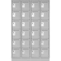 Clean Line Lockerette, 6 -tier, Bank of 4, 48" x 18" x 76", Steel, Grey, Rivet (Assembled) Chandler Sales