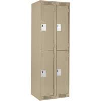 Casiers Clean Line, 2 niveaux, Bloc de 2, 24" x 18" x 72", Acier, Beige, Rivet (assembl&eacute;) Chandler Sales