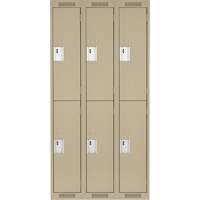 Clean Line Lockers, 2 -tier, Bank of 3, 36" x 18" x 72", Steel, Beige, Rivet (Assembled) Chandler Sales