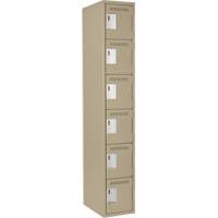 Clean Line Lockerette, 6 -tier, 12" x 18" x 72", Steel, Beige, Rivet (Assembled) Chandler Sales