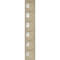 Clean Line Lockerette, 6 -tier, 12" x 18" x 72", Steel, Beige, Rivet (Assembled) Chandler Sales