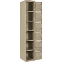 Petits casiers Clean Line, 6 niveaux, Bloc de 4, 48" x 18" x 72", Acier, Beige, Rivet (assembl&eacute;) Chandler Sales