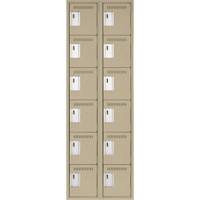 Clean Line Lockerette, 6 -tier, Bank of 2, 24" x 18" x 72", Steel, Beige, Rivet (Assembled) Chandler Sales