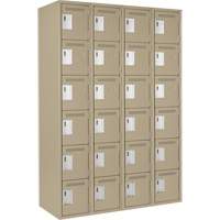 Petits casiers Clean Line, 6 niveaux, Bloc de 4, 48" x 18" x 72", Acier, Beige, Rivet (assembl&eacute;) Chandler Sales