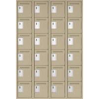 Petits casiers Clean Line, 6 niveaux, Bloc de 4, 48" x 18" x 72", Acier, Beige, Rivet (assembl&eacute;) Chandler Sales
