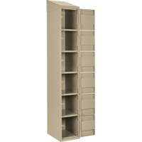 Petits casiers Clean Line, 6 niveaux, Bloc de 4, 48" x 18" x 78", Acier, Beige, Rivet (assembl&eacute;) Chandler Sales