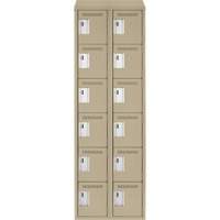 Clean Line Lockerette, 6 -tier, Bank of 2, 24" x 18" x 78", Steel, Beige, Rivet (Assembled) Chandler Sales