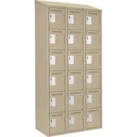 Clean Line Lockerette, 6 -tier, Bank of 3, 36" x 18" x 78", Steel, Beige, Rivet (Assembled) Chandler Sales