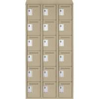 Clean Line Lockerette, 6 -tier, Bank of 3, 36" x 18" x 78", Steel, Beige, Rivet (Assembled) Chandler Sales